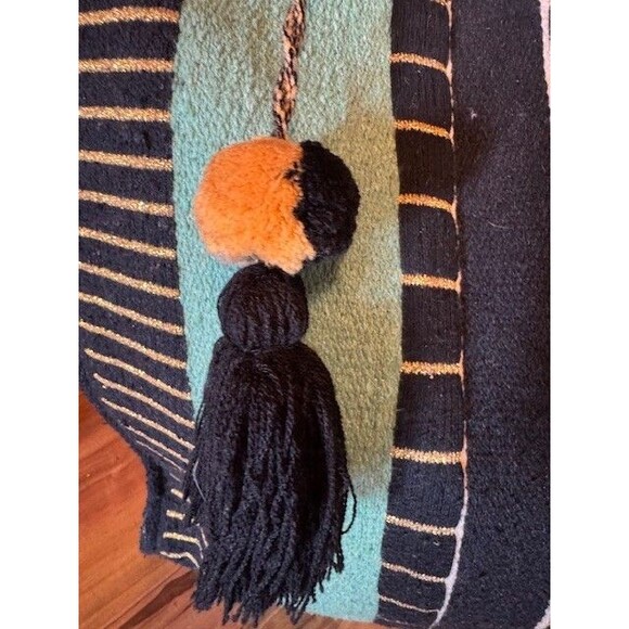 America and Beyond Embellished Tote Tassel Green And Black Beach Travel EUC - Picture 3 of 16